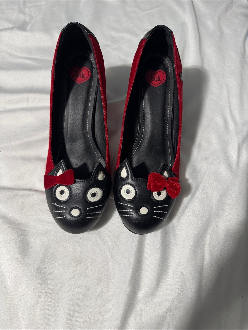 T.U.K. Anti-Pop Velvet Kitten Heels Size 10 Black Gothic Kawaii Rockabilly Punk